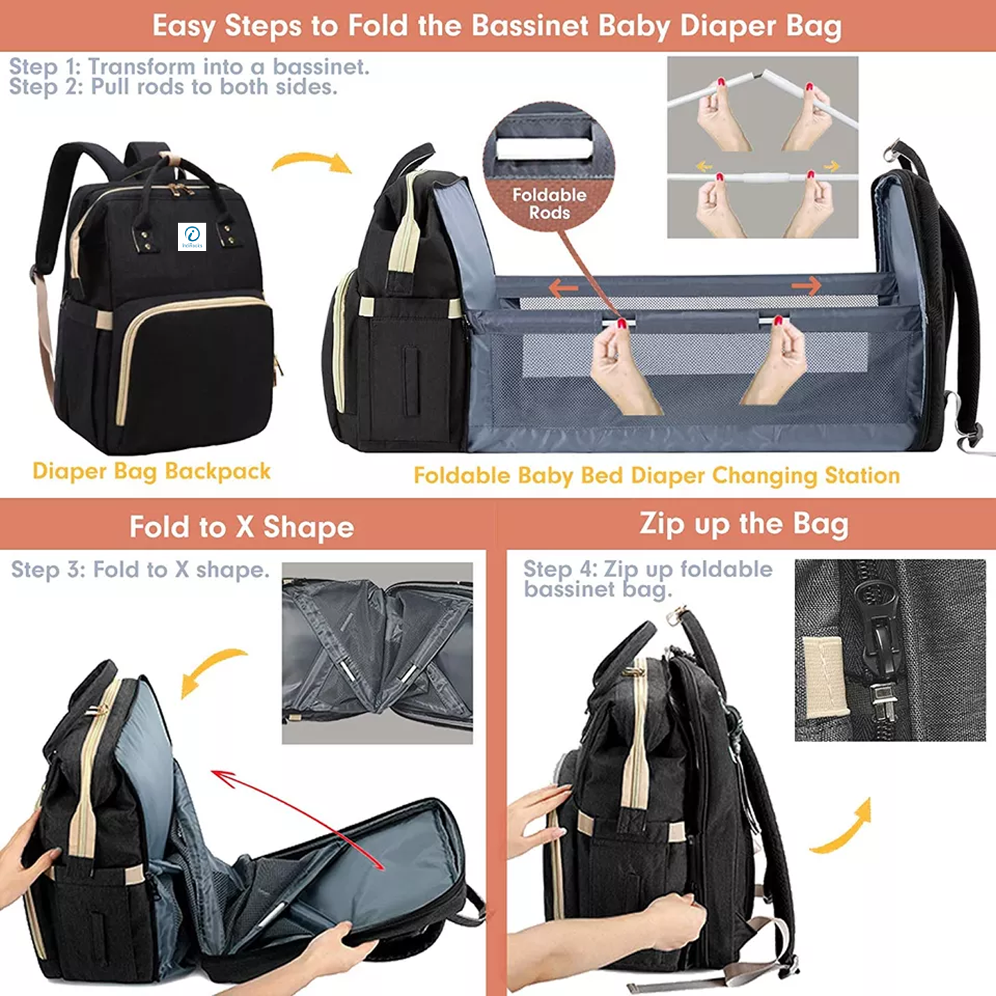 Diaper Bag Backpack Foldable